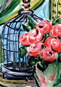 Cage with flowers