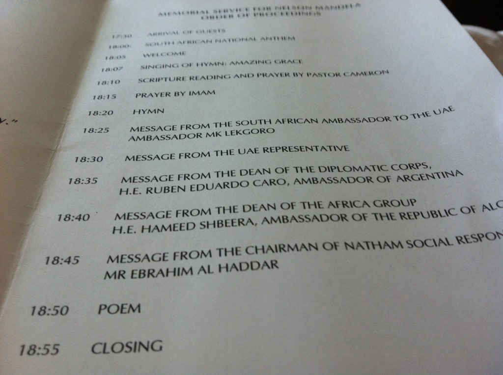 Madiba's Memorial Program